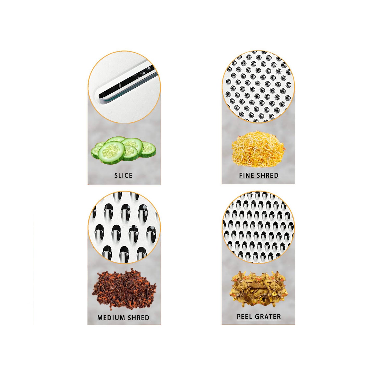 Gold Titanium Box Grater, Marco Almond® KYA53 Stainless Steel Grater Slicer 5 Piece Set, Potato Salad Vegetables Peelers 4 Sides, Best for Parmesan Cheese, Ginger